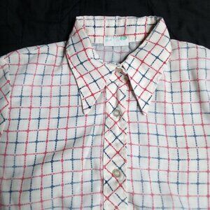 Vintage 60s MCM Sears Dots Grid Checker Button Shirt